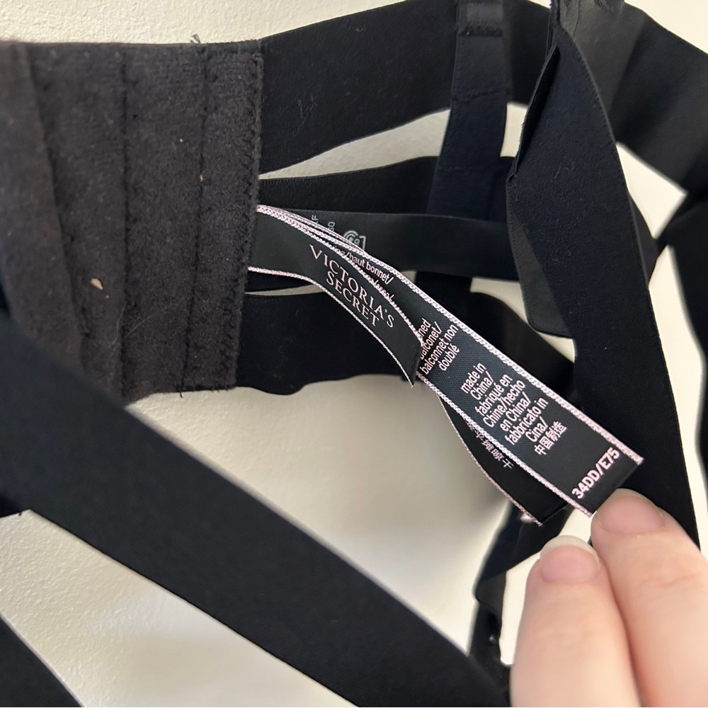 Victoria's Secret Black Strappy Cage Underwire Bra 34DD/E75 - Picture 4 of 7